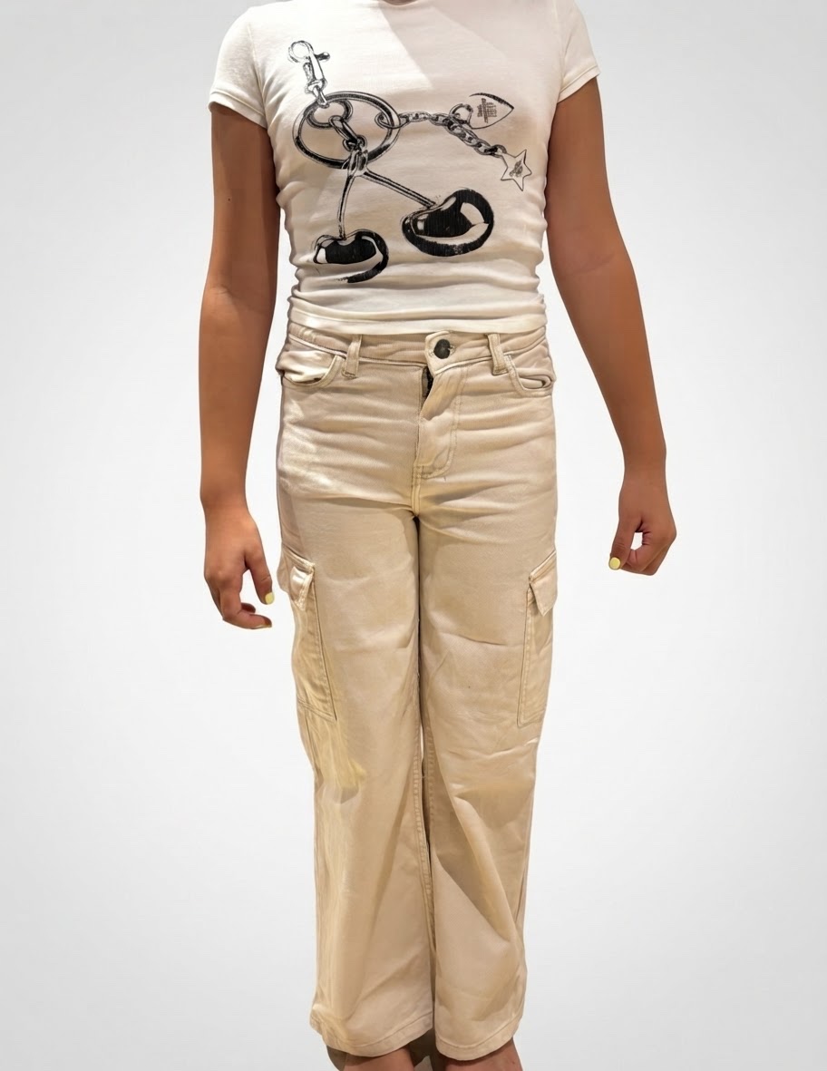 Jean beige blanc sale et tope blanc 