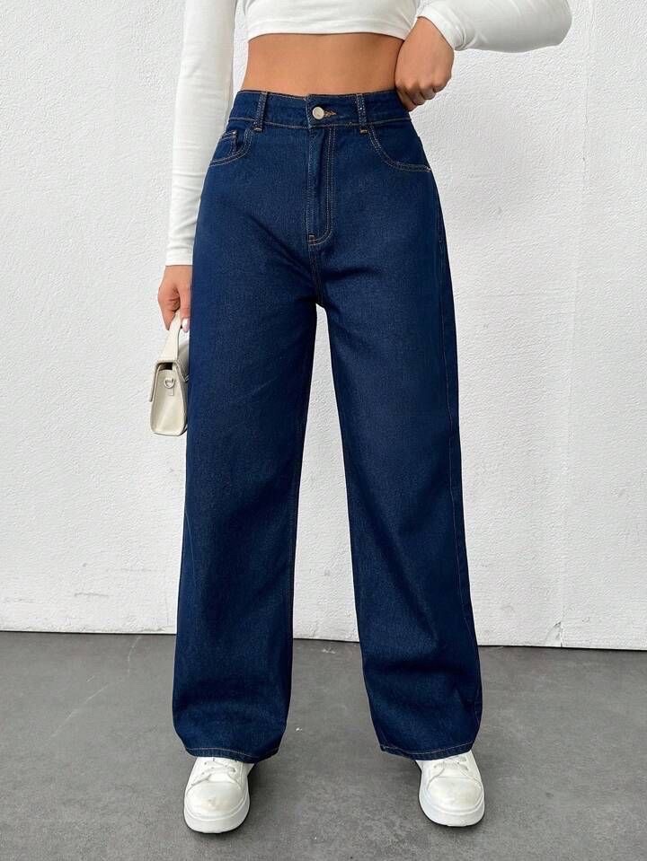Dark straight djeans