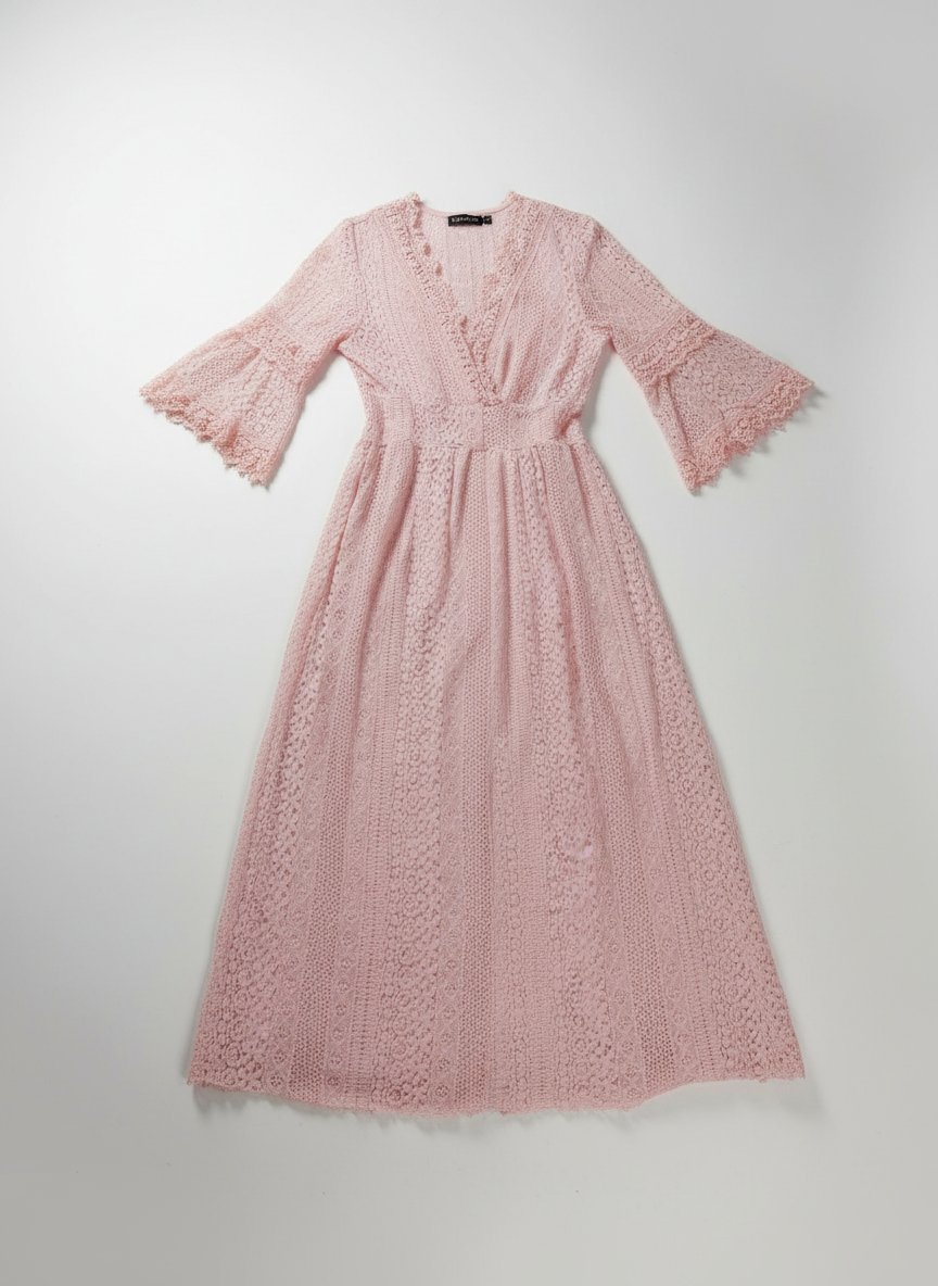 Robe longue rose bébé 