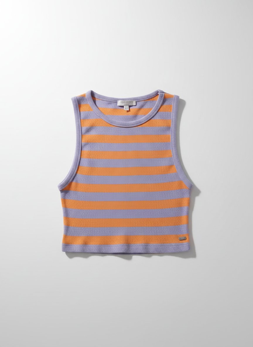 TOP rayé violet et orange 