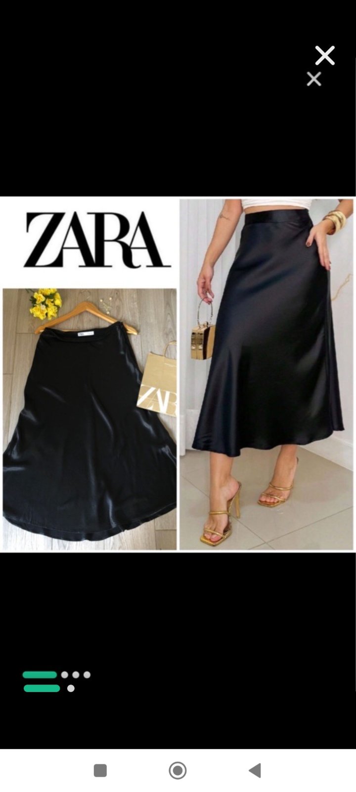Jupe zara noir satin 