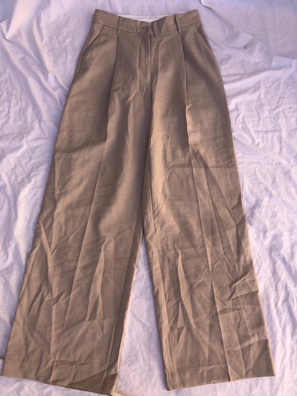 Pantalon beige clair large