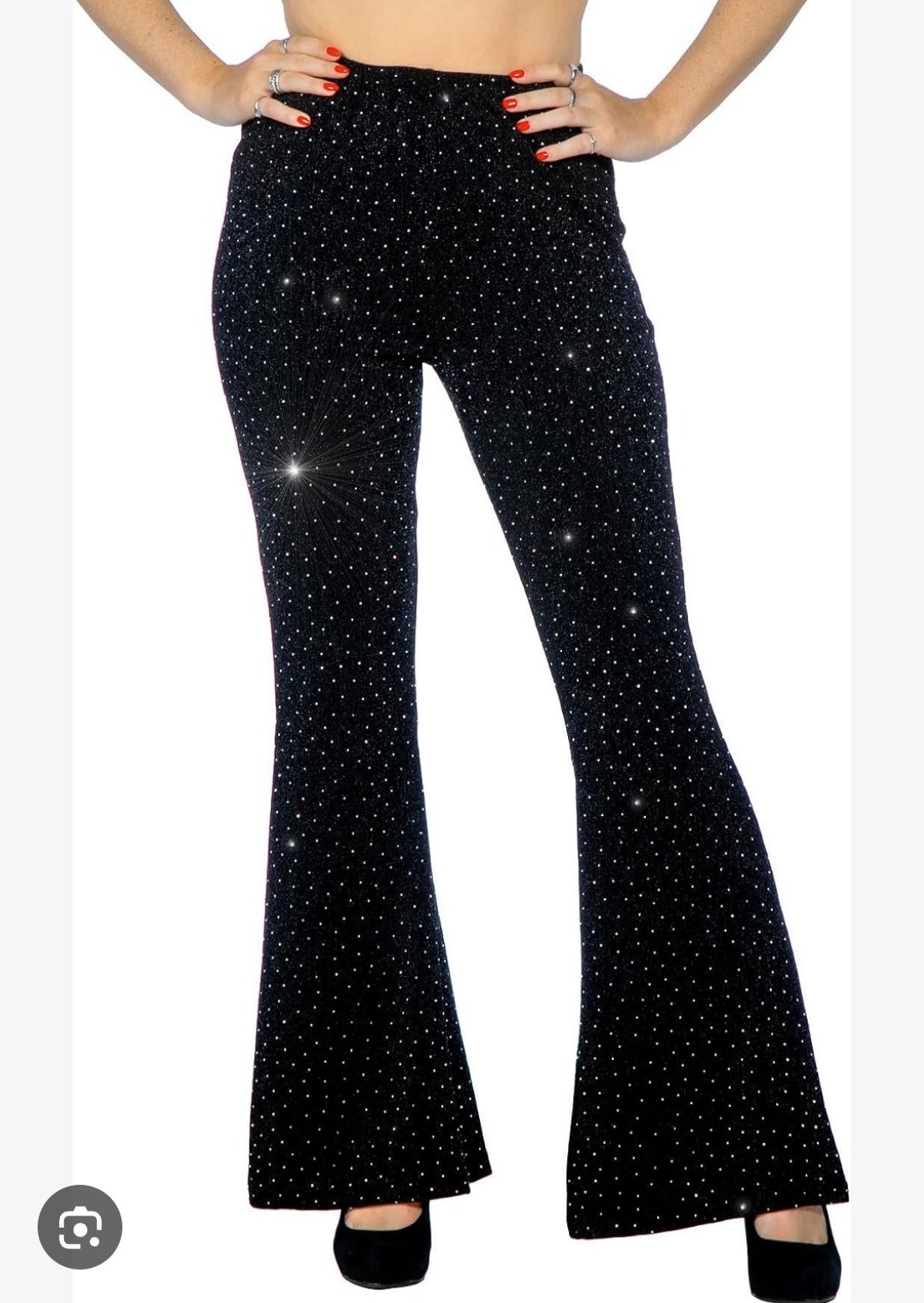 Pantalon noir Pate éléphant avec strass 