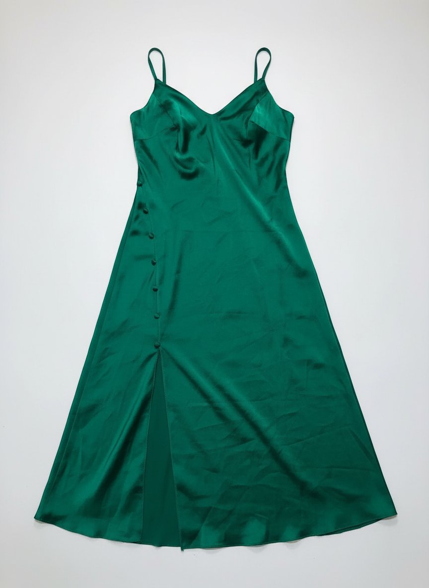 Robe verte satinée 