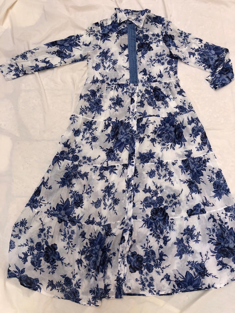 Robe bleue fleurie 100% coton 👗