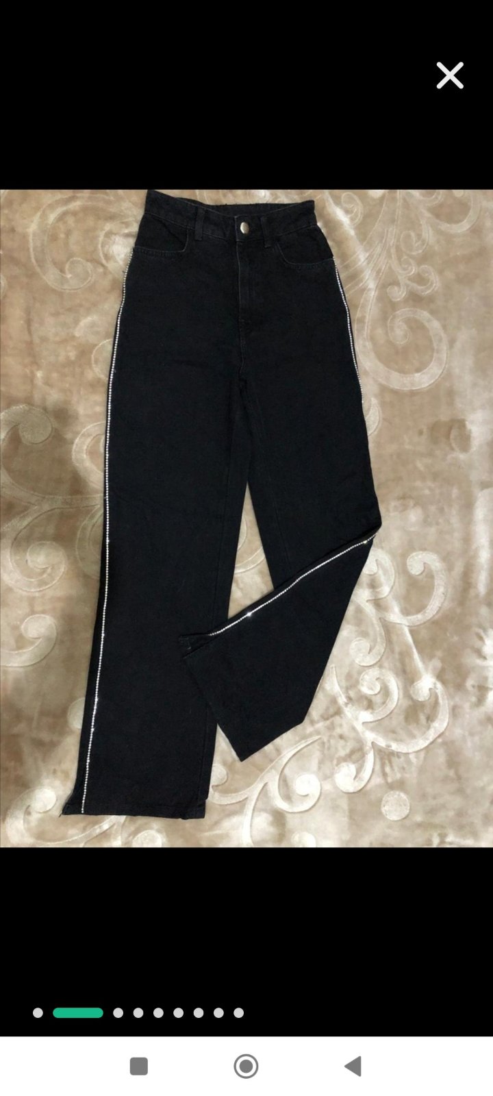 Pantalon noir avec bande bling bling 