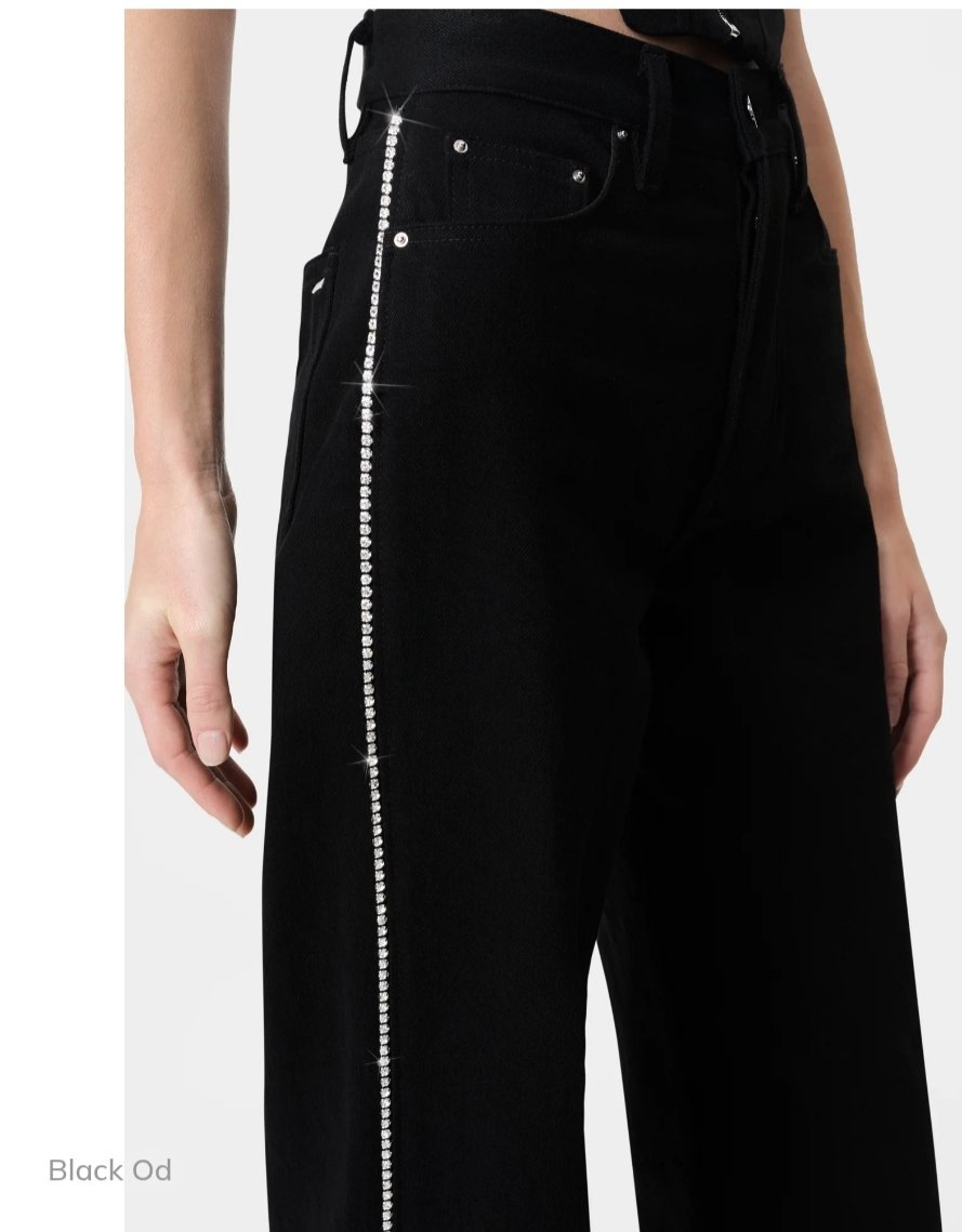 Pantalon djean noir avec bande en Strass 