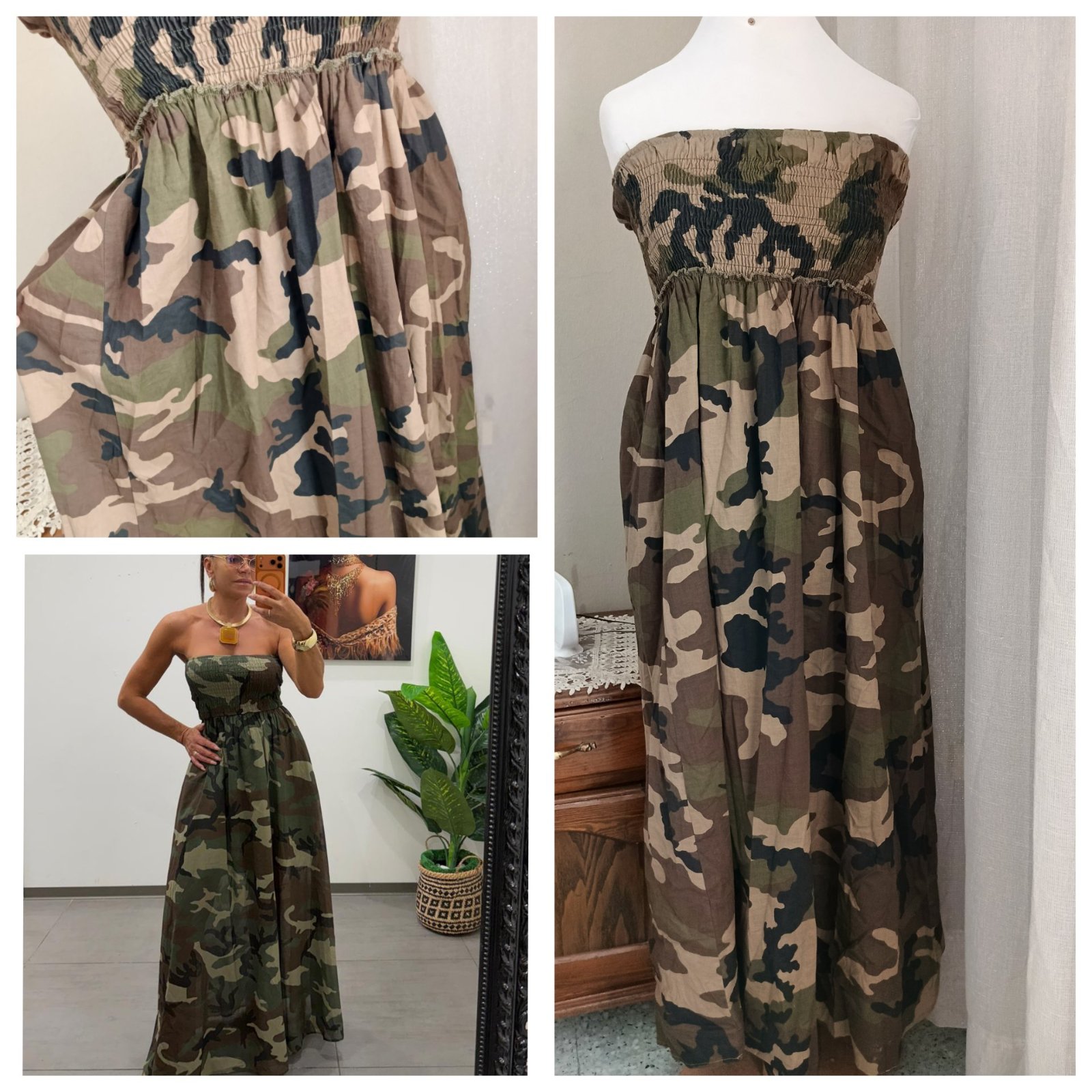 Robe longue bustier camouflage 🇮🇹  coton