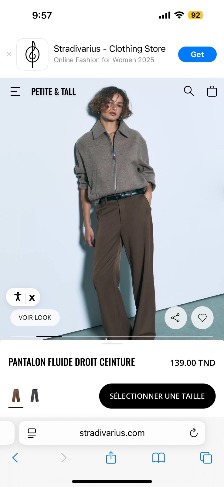 Pantalon marron stradivarius taille S