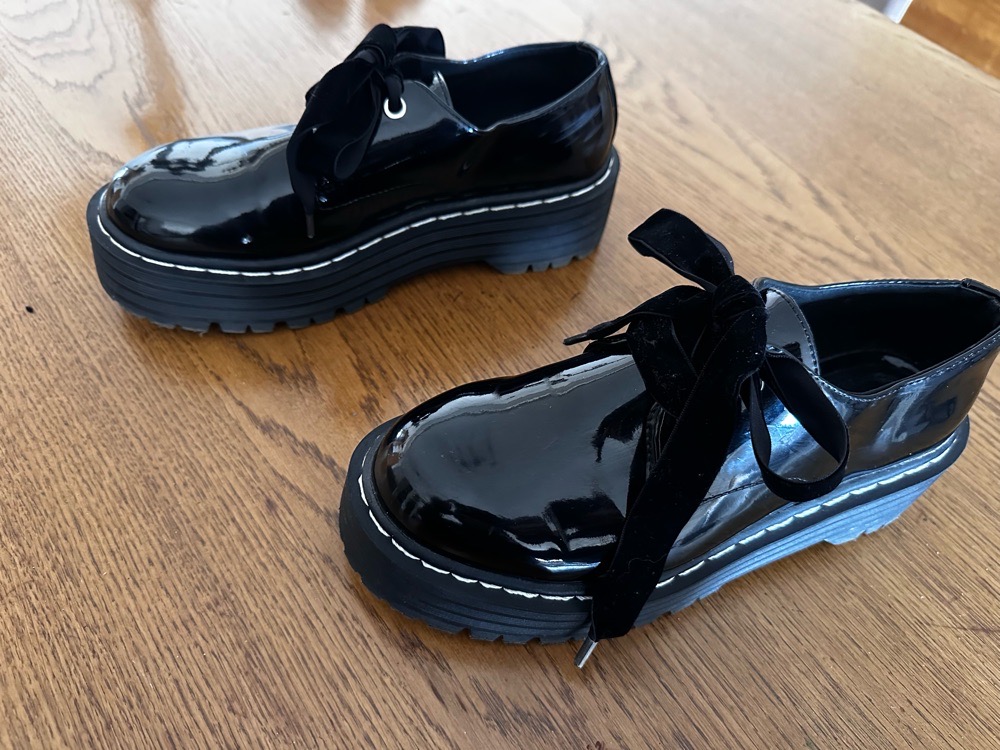 Derby à plateforme Pull & Bear 38 (cuir vernis noir)