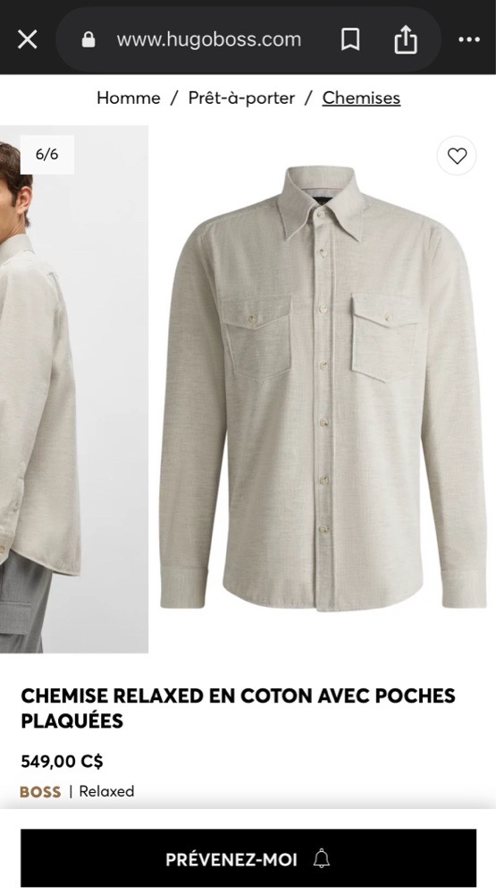 BOSS - Chemise Relaxed Fit 100% Coton