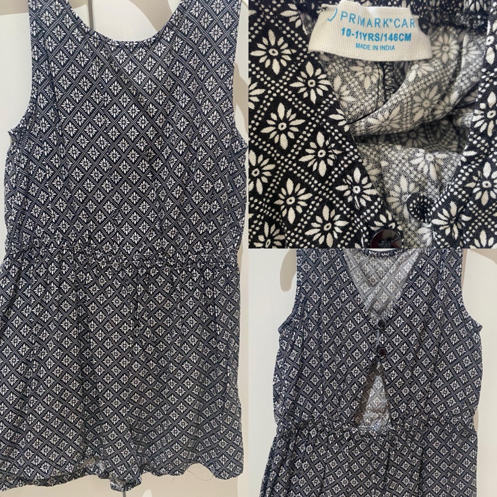 Combishort fille 10-11 ans – Primark, noir et blanc