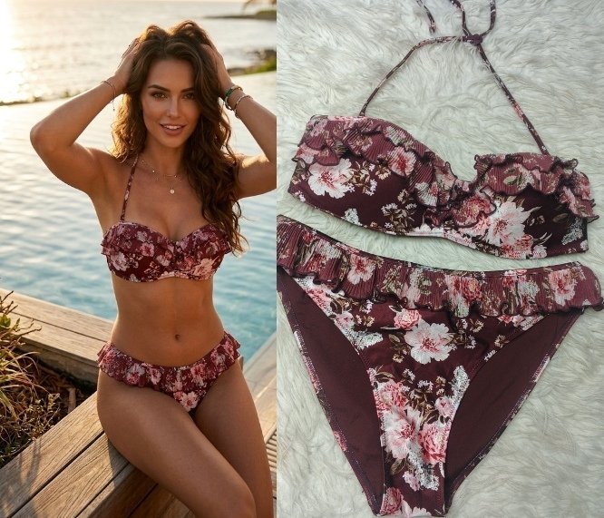 Maillot H&M marron et fleurie taille 44🤎 