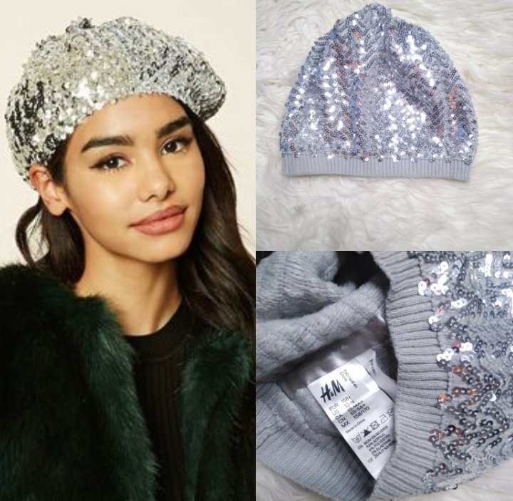 Bonnet  laine gris et argent H&M pailletté