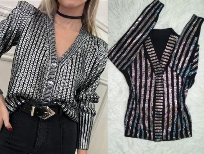 Une gilet noir en diamant taille standard 🖤💎💎