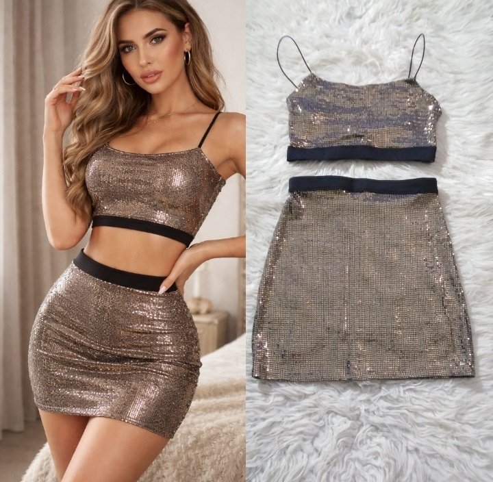 Top et jupe doré taille  36 ❤️‍🔥