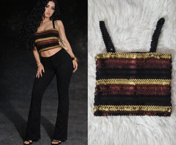 Top paillette taille standard 🖤💛❤️