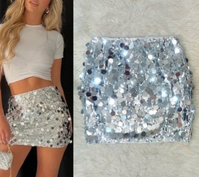 Jupe argent paillette taille 38 💎 longueur 40cm