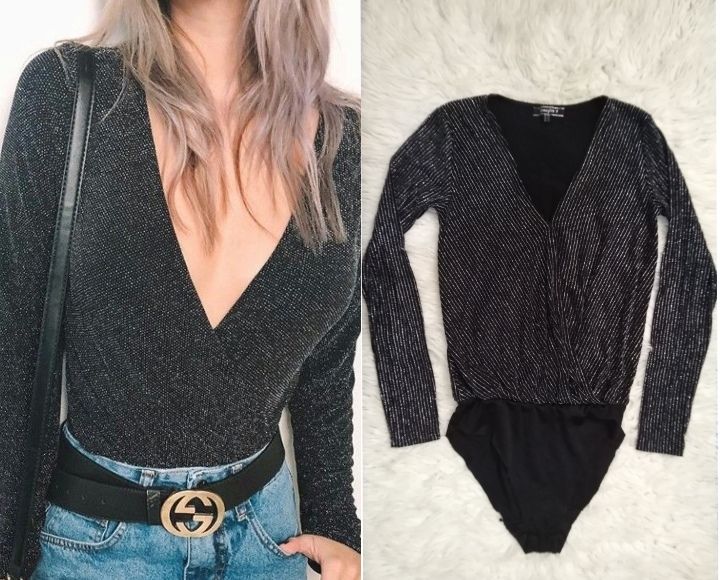 Top noir et argent taille 34