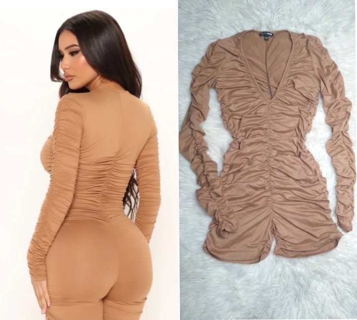 Combinaison chort fashion nova taille 38 camel🤎