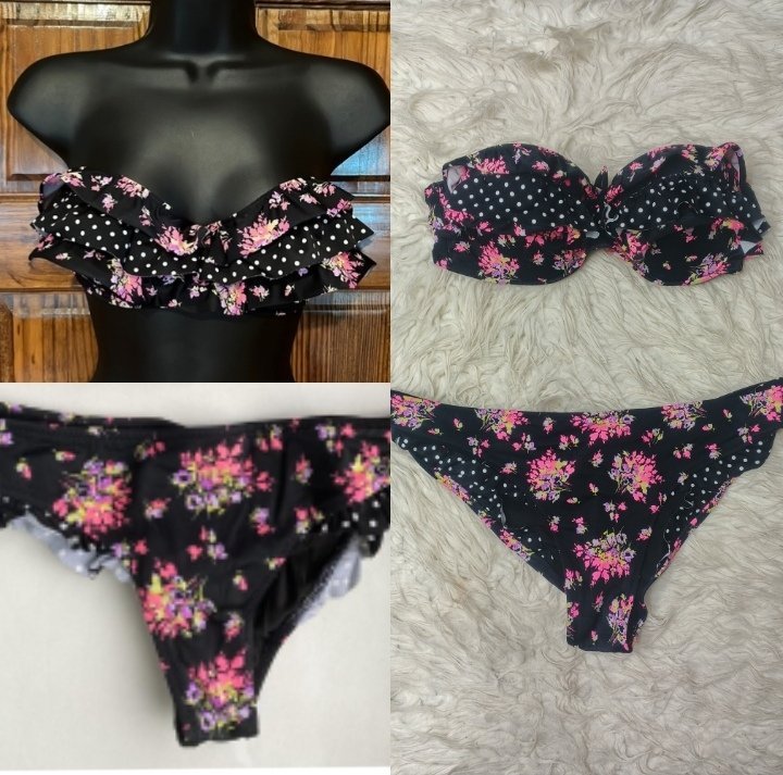 Maillot  Victoria's secret noir fleurie taille 32