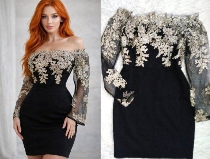 Robe shein taille 38 en noir et doré 