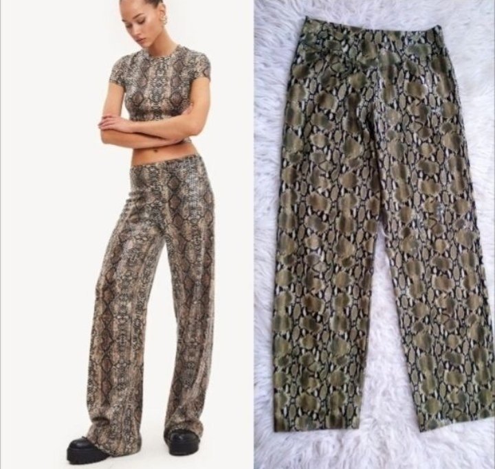 Pantalon croco vert taille 36 
