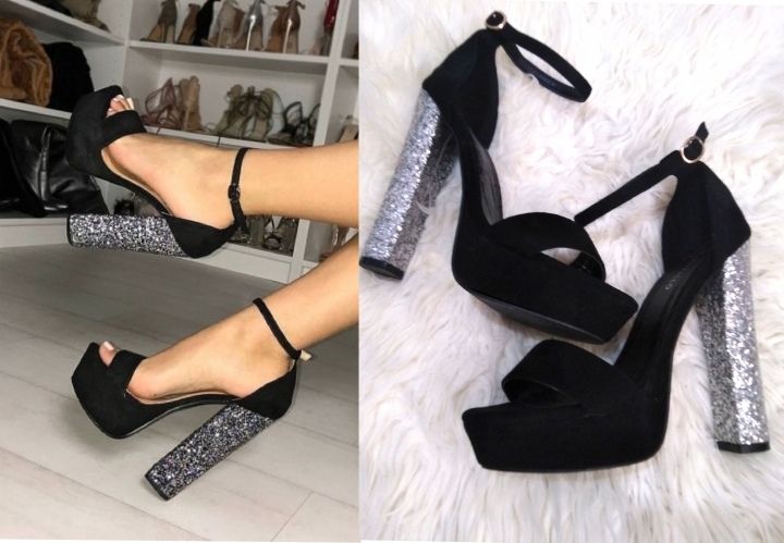Escarpins noir din & paillettes toiture 40