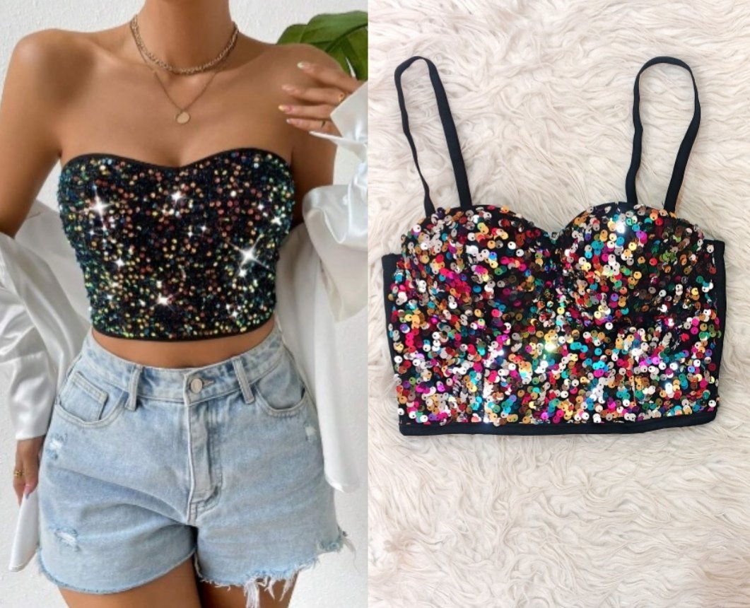 Top paillette multicolores taille 34/36