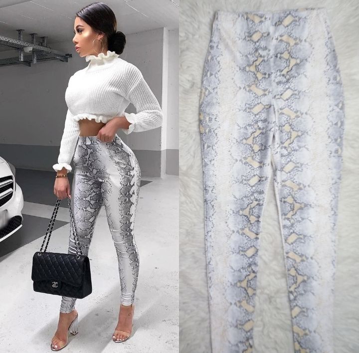 Leggings blanc taille haute en cuir taille 36 💛🤍🩶
