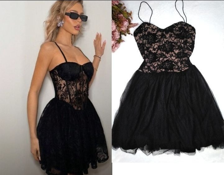 Robe noir & beige et dentelle & mousseline 🖤 