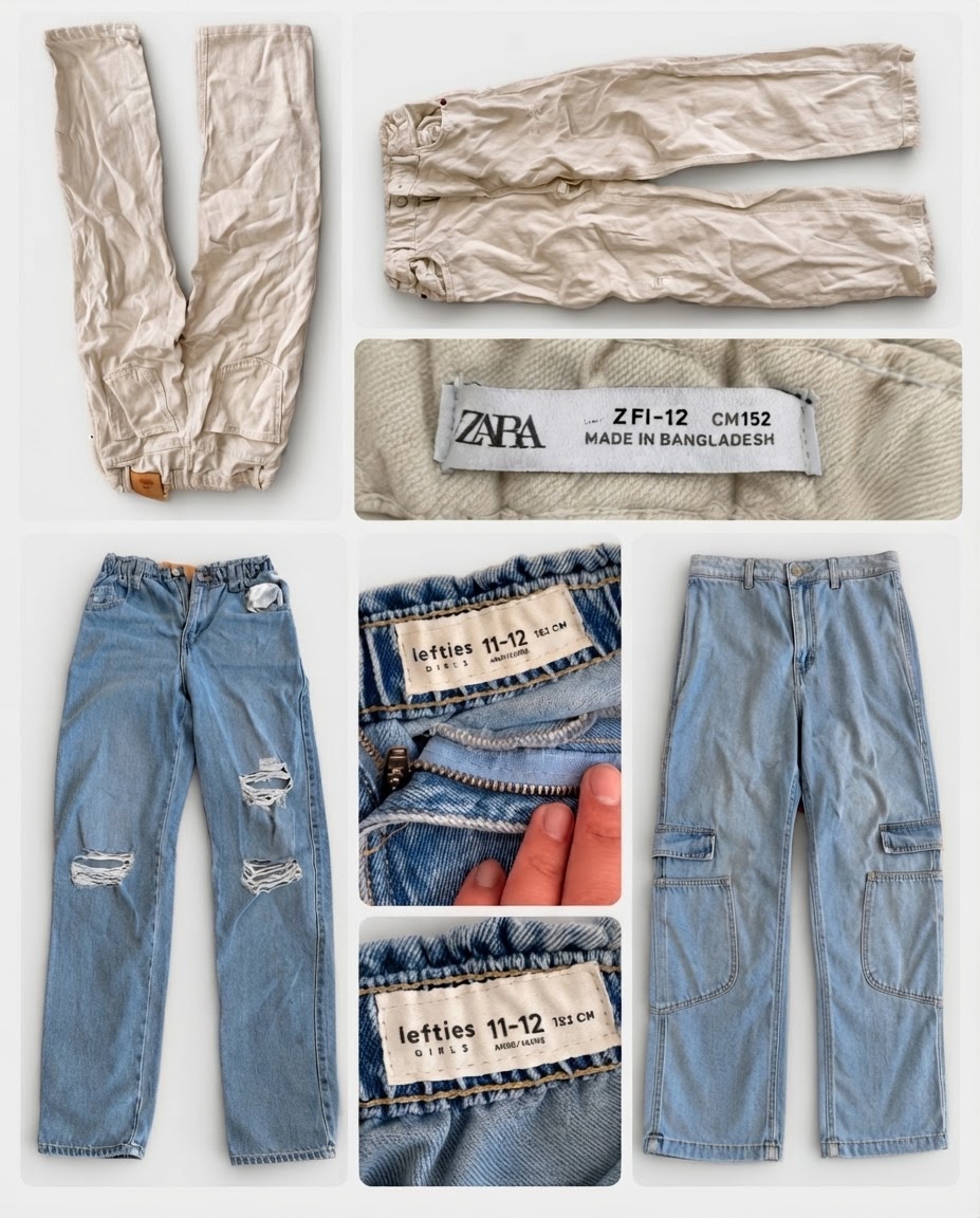 Lot de 3 Jeans Fille Tendance (Lefties & Zara) — 9 à 12 Ans