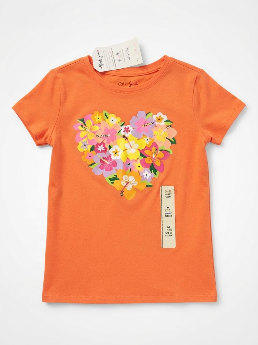 🧡🌸 MAGNIFIQUE T\-SHIRT CAT & JACK – 7/8 ANS 🌸🧡