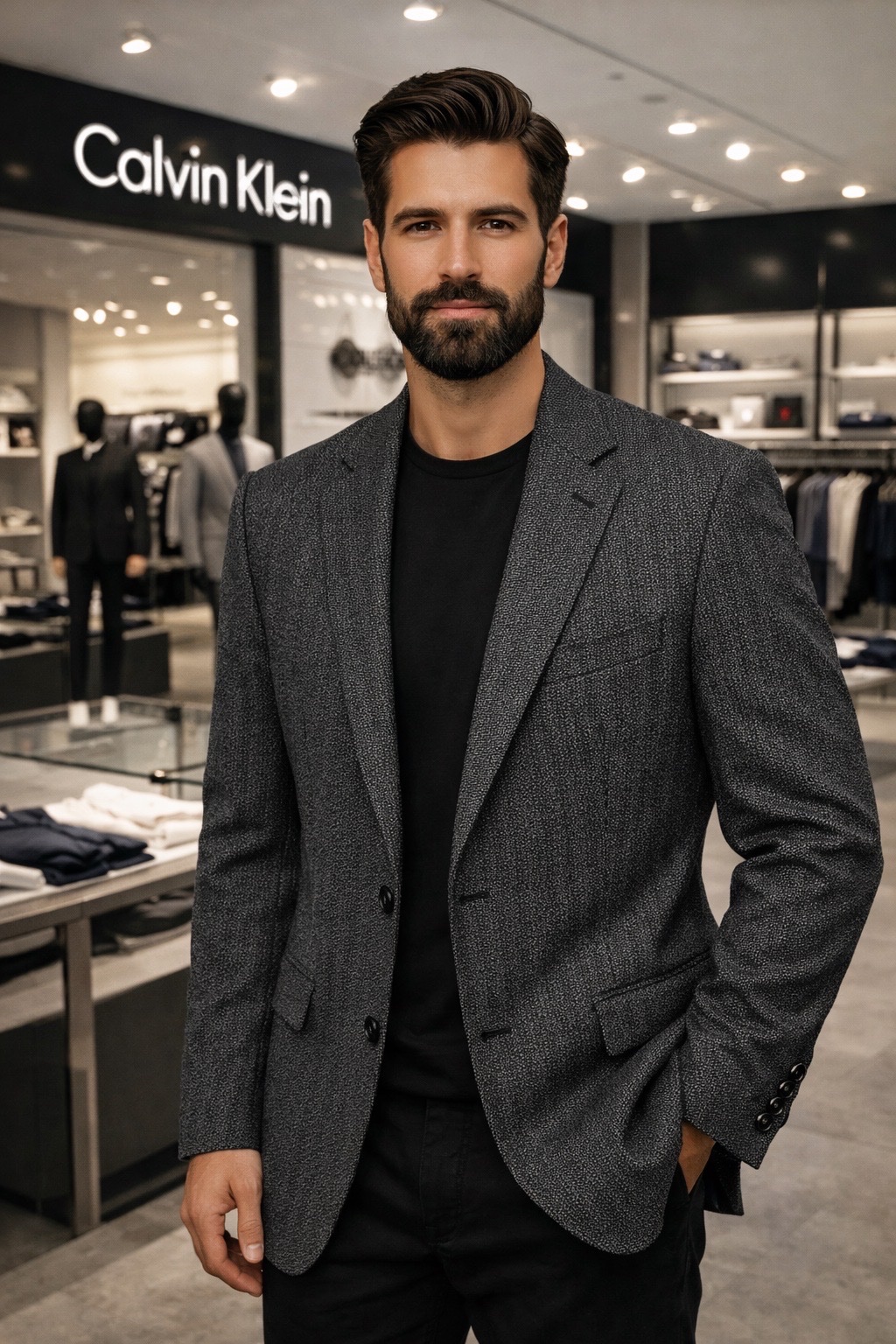 Blazer gris fonce tres chic
