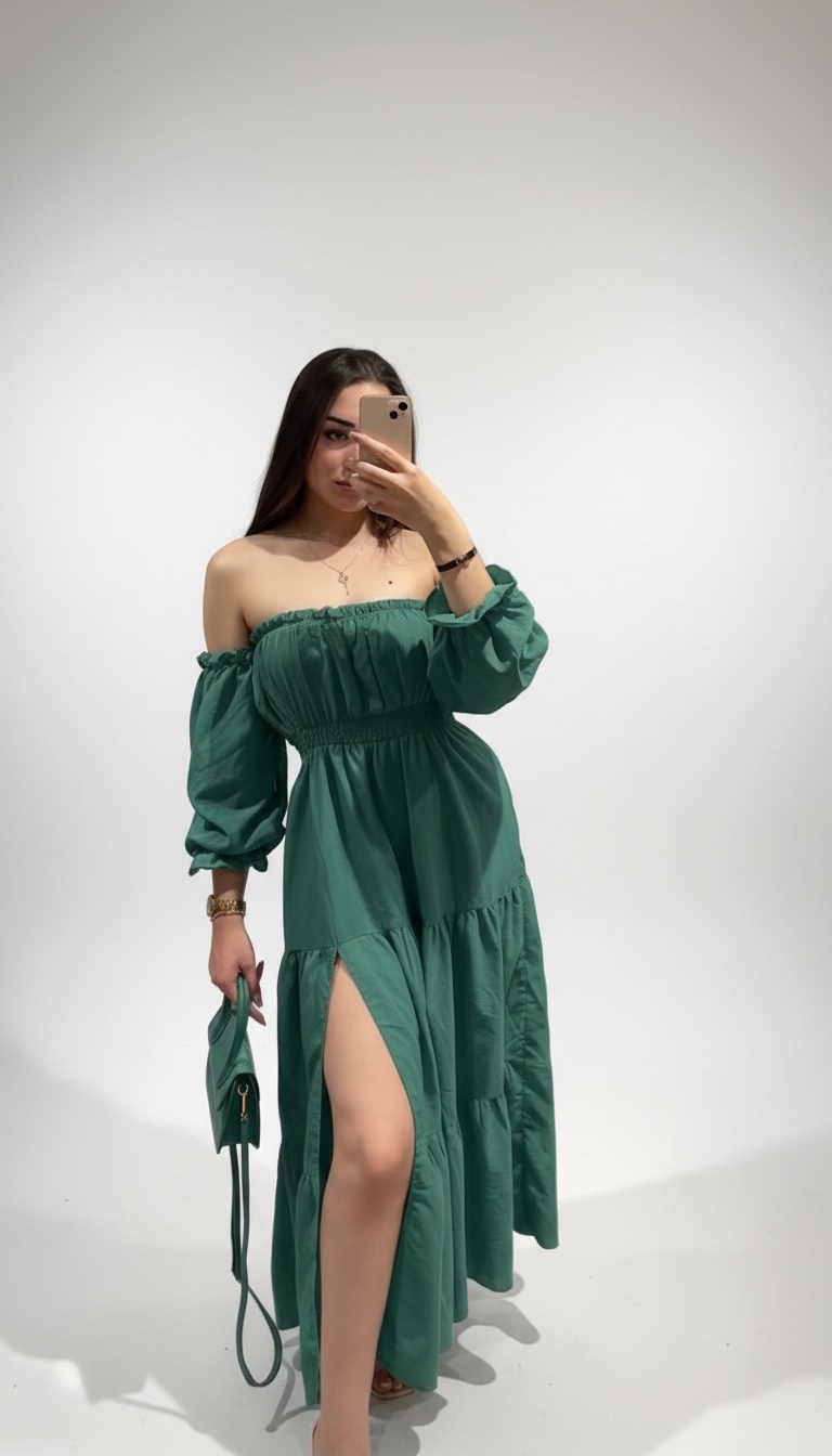 Robe bleu vert