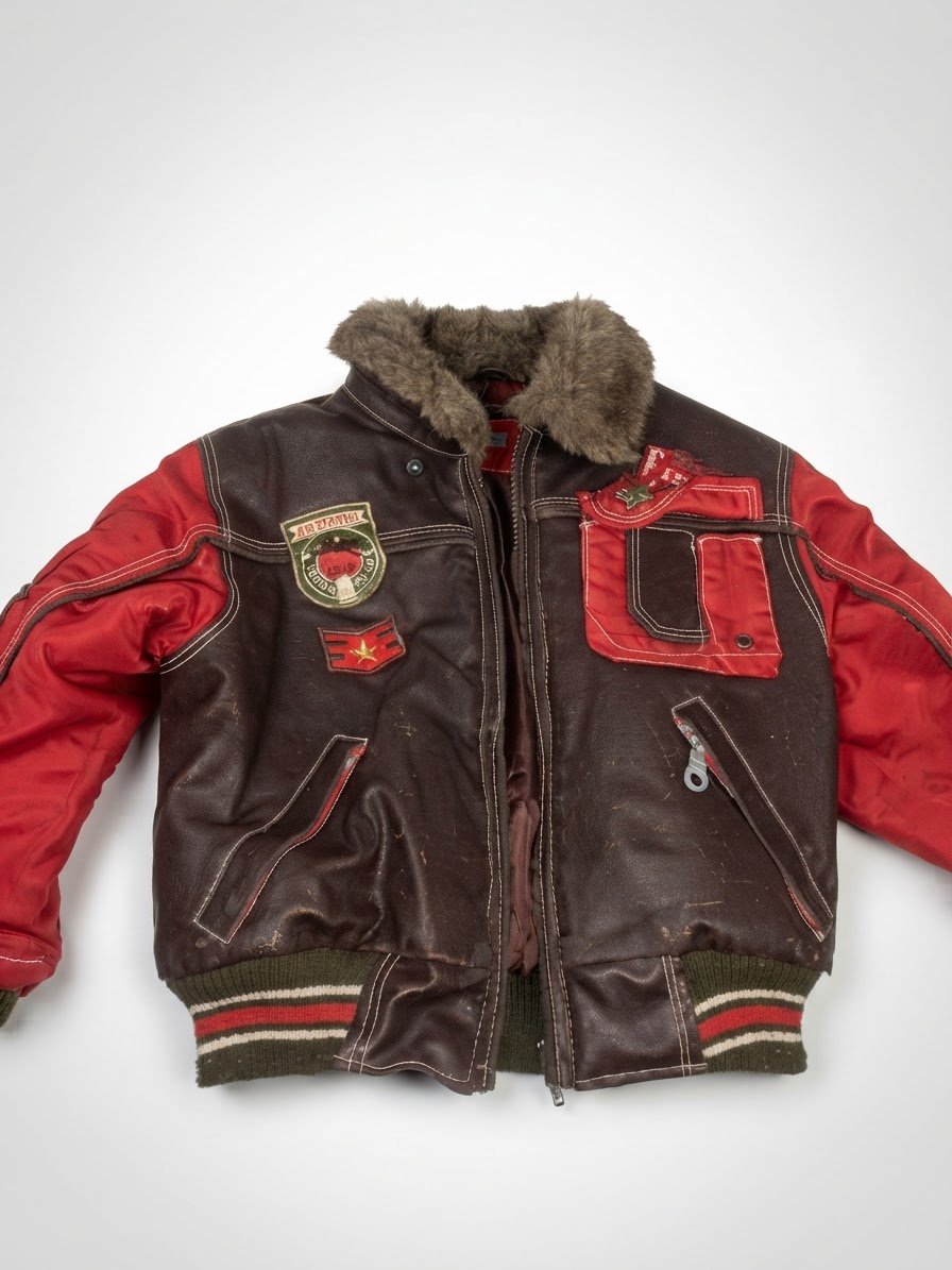 Veste marron et rouge pour enfant 2 ans