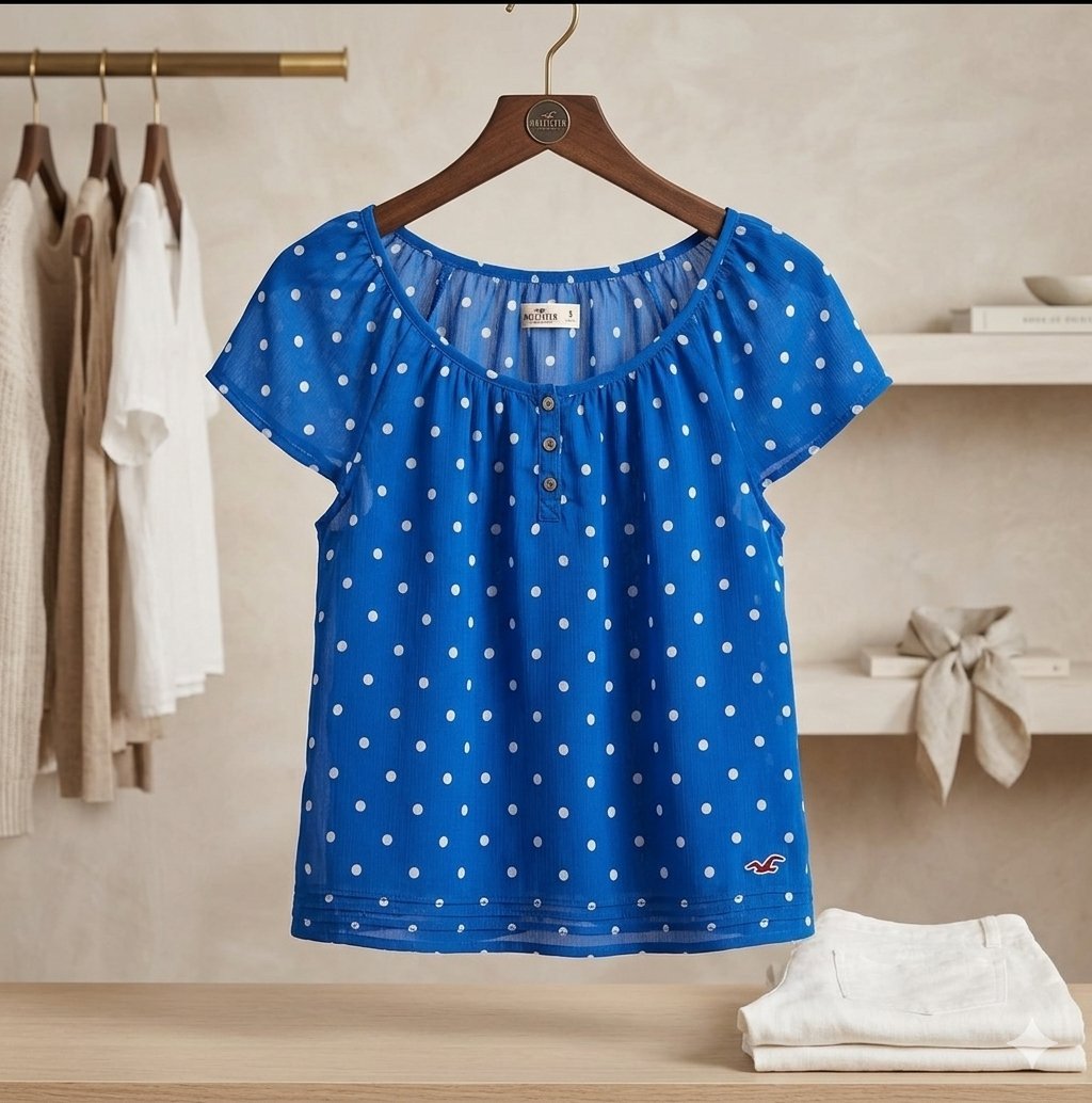 Hollister Polka Dot Casual blue Top