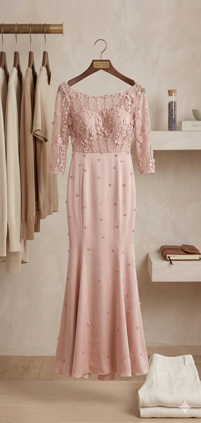 Robe de soirée style sirène saumon 