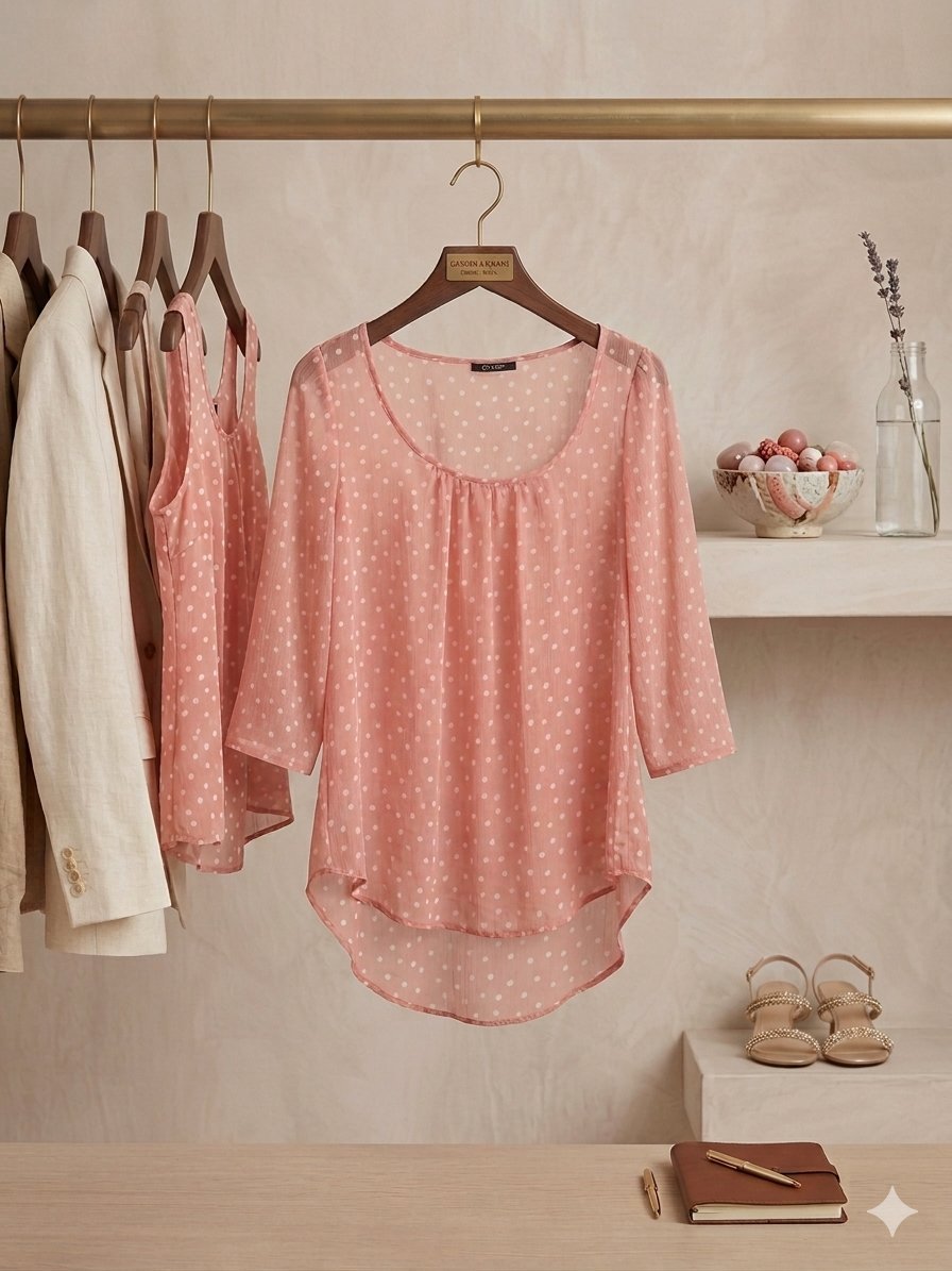 Polka Dot High-Low Top by 'deb' Collection