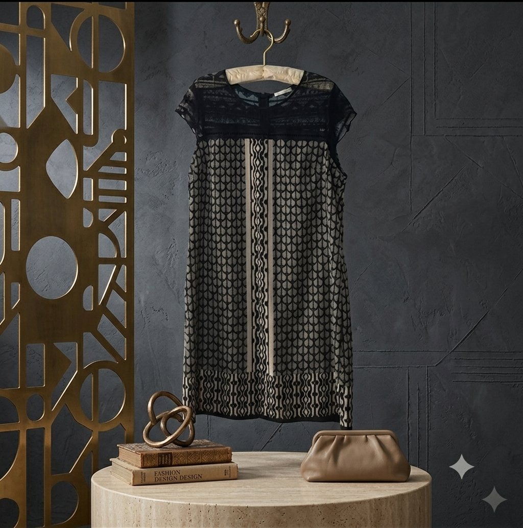 Robe noire à Empiècement Dentelle