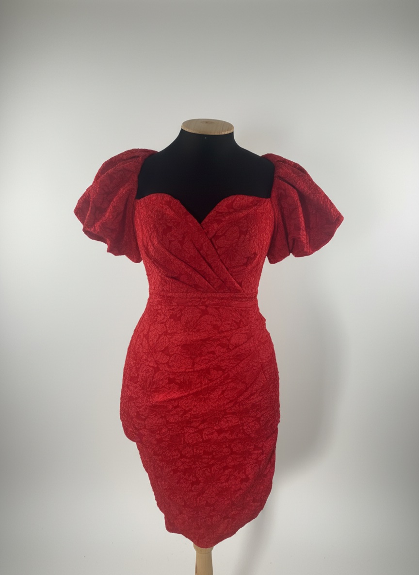 Robe rouge en jacquard jamais portee 