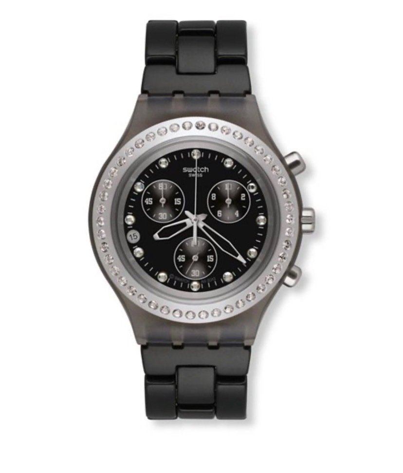 Montre Swatch noire authentique dans sa boite d'origine