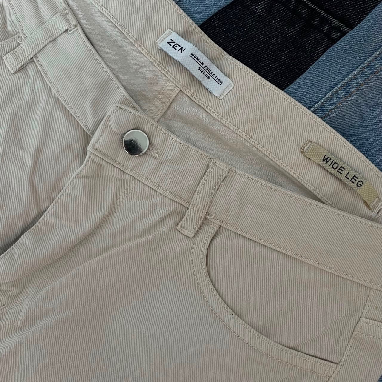 Jean wide leg beige