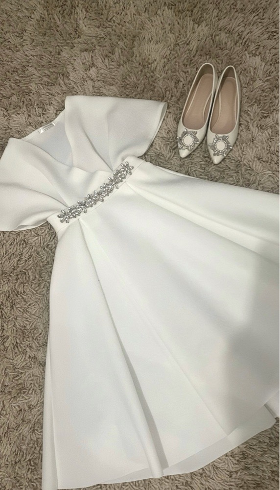 Robe de fiançailles blanche+demi talons