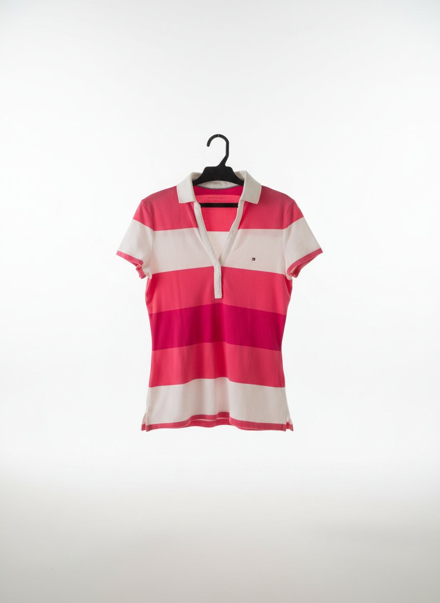 Polo Tommy Hilfiger Femme – Rose & Blanc 