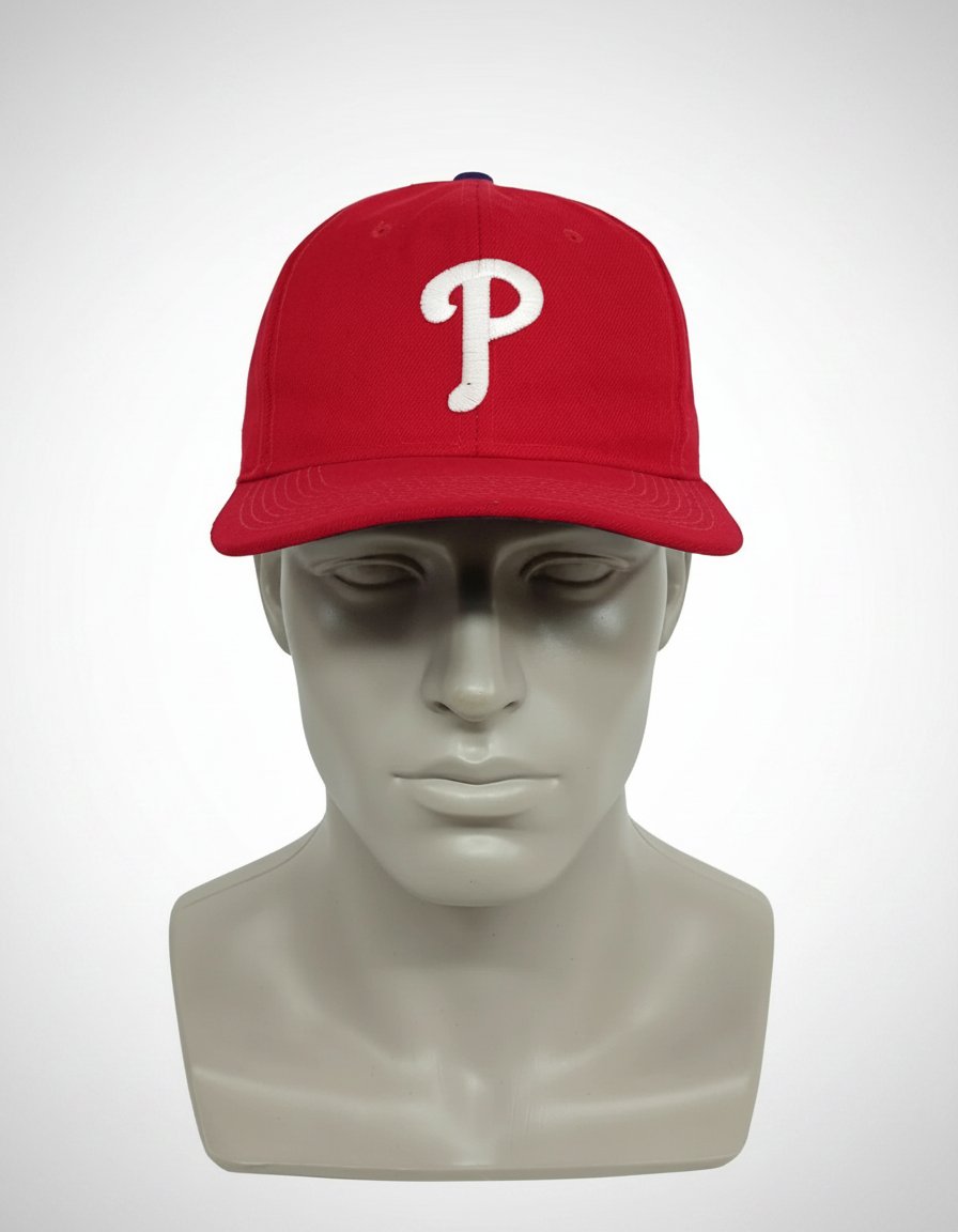 Casquette rouge style baseball avec logo « P », en très bon état. Taille unique.
