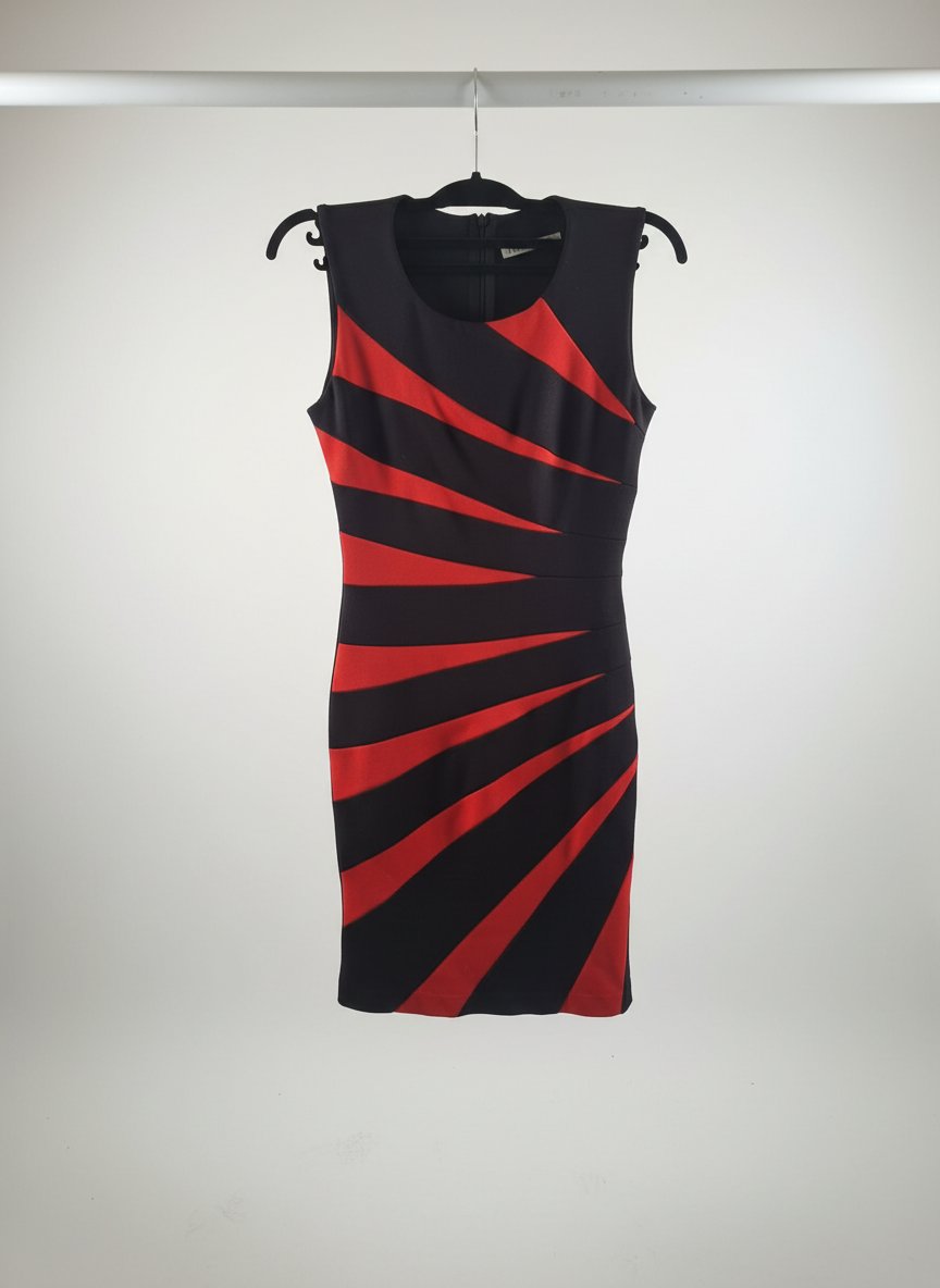 Robe fourreau graphique noir & rouge – Style chic et audacieux