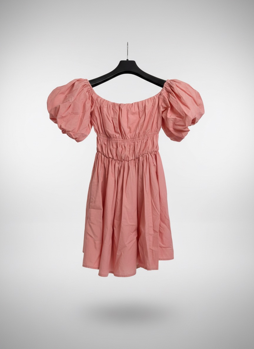 Robe rose manches bouffantes 