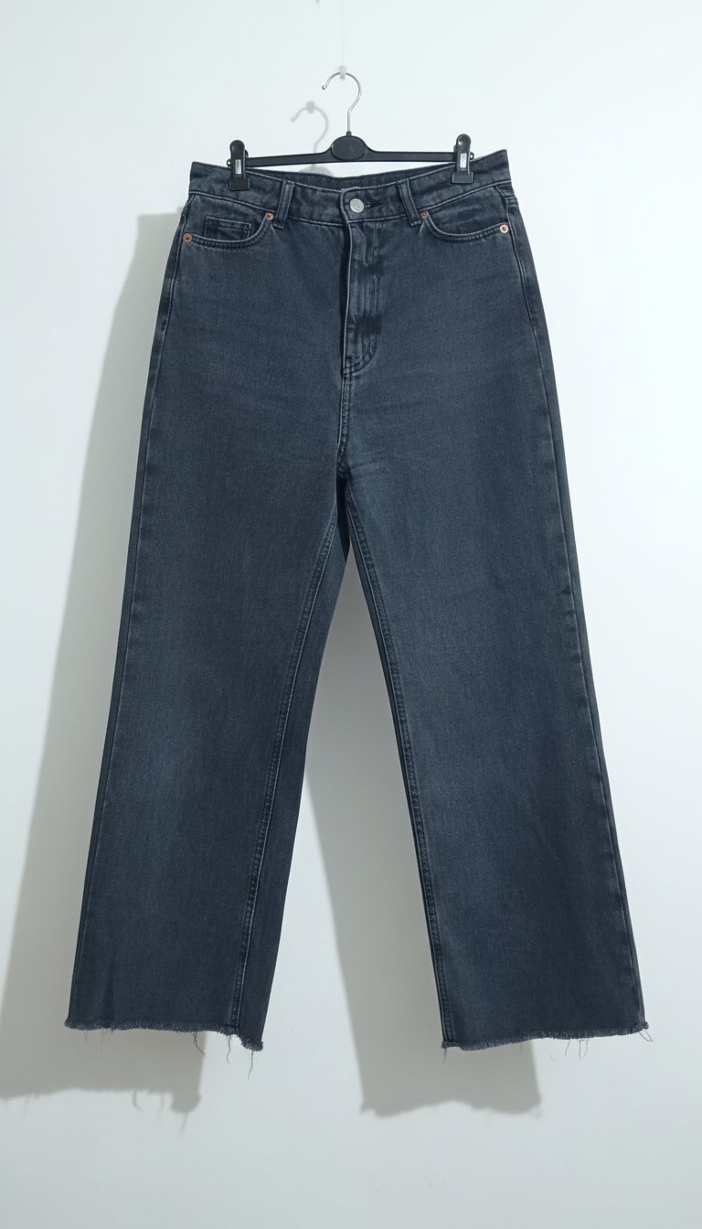 Pantalon djean  large taille haute en noir