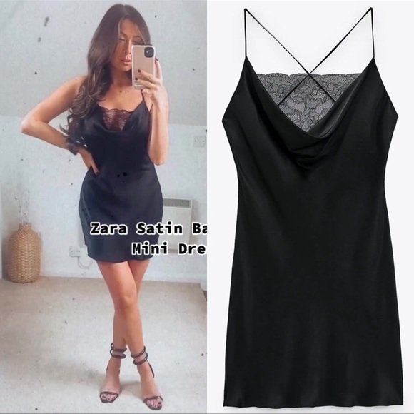 Robe satiné noir Zara 